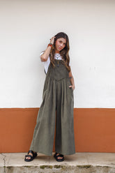 Overall Étnica corduroy sin mangas - Verde eucalipto