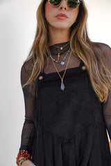 Overall Étnica corduroy sin mangas - Negro