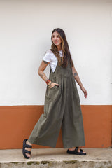 Overall Étnica corduroy sin mangas - Verde eucalipto