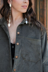 Chaqueta clara corduroy Oversize - Verde Eucalipto