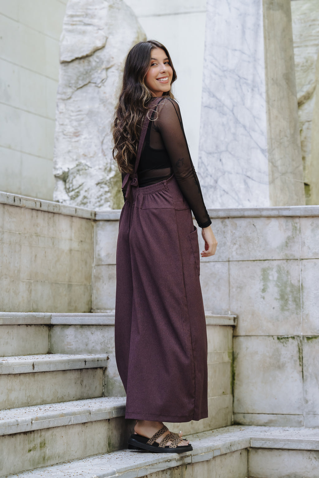 Overall Roma largo con bolsillos - Berenjena