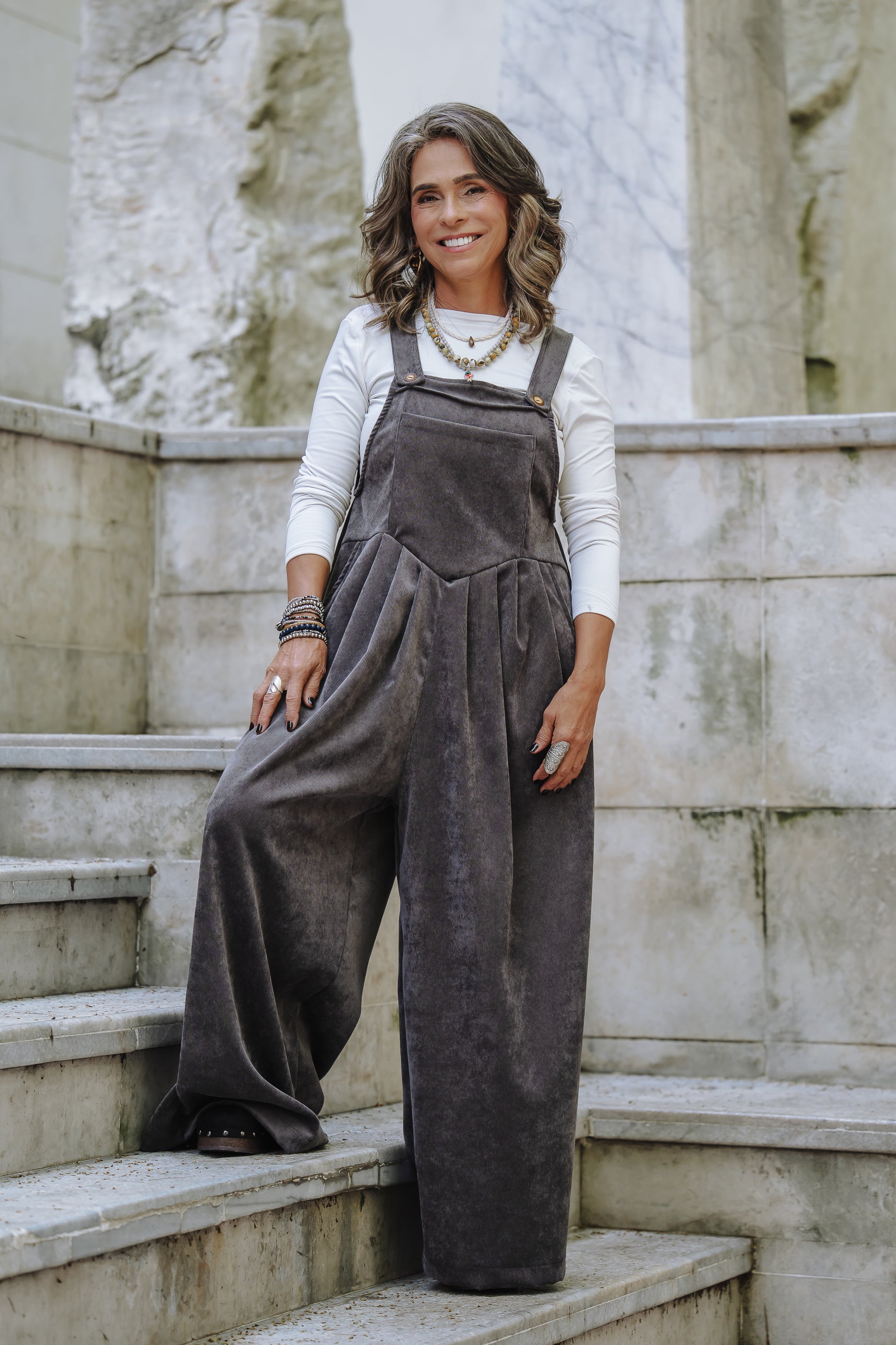 Overall Étnica corduroy sin mangas - Gris Plutón
