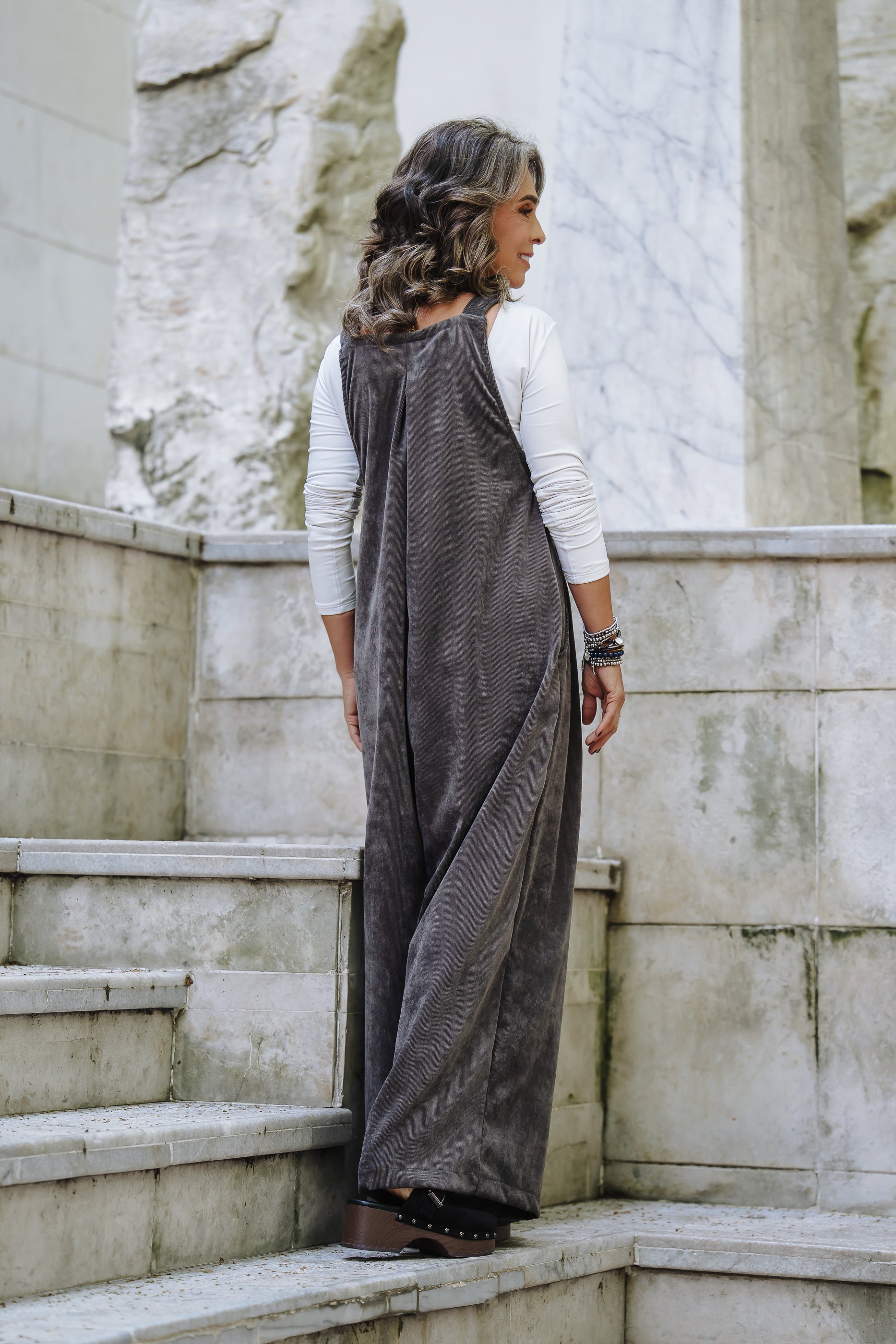 Overall Étnica corduroy sin mangas - Gris Plutón
