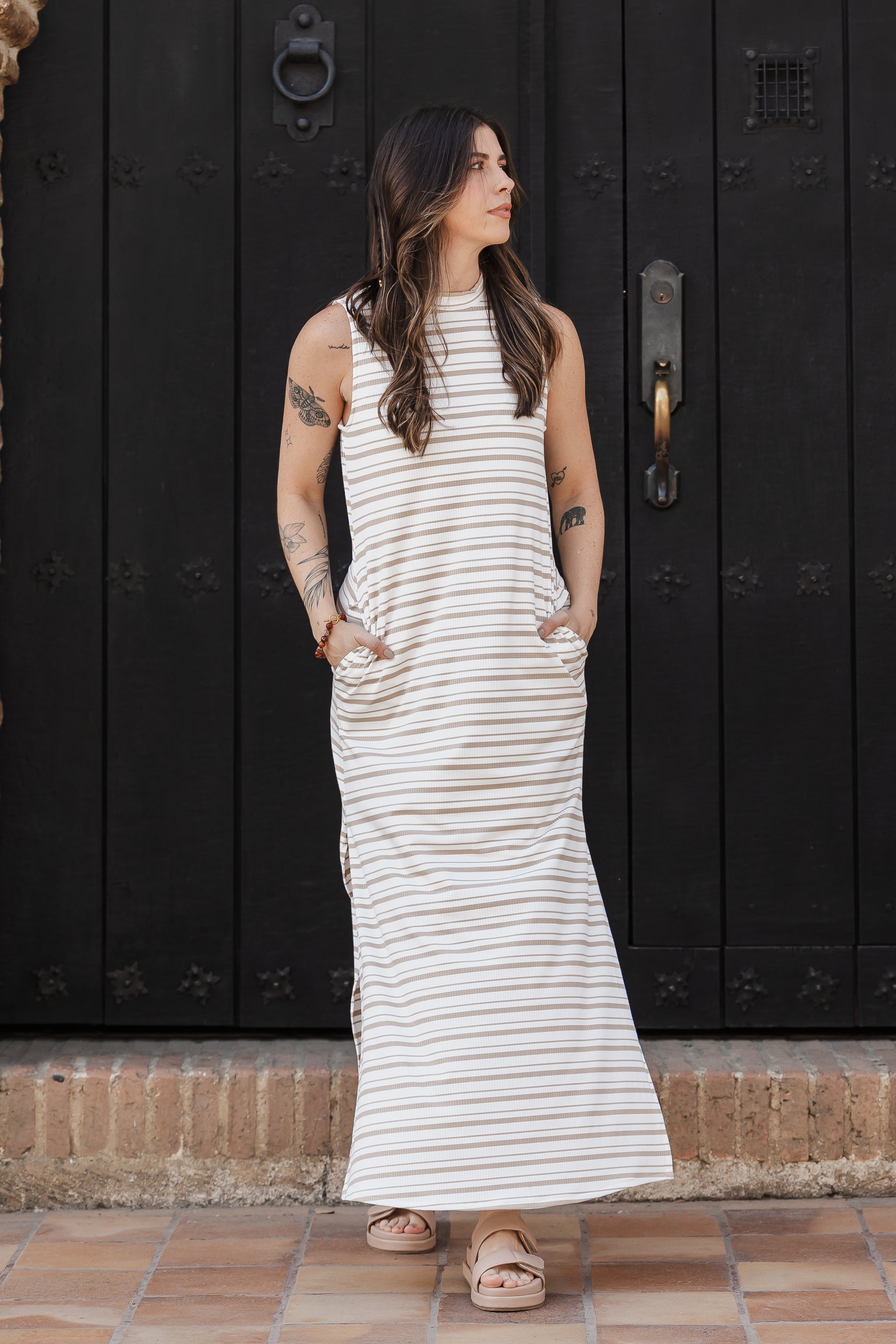 Vestido Lupe Ribs - Rayas Moca