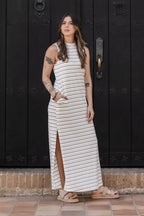 Vestido Lupe Ribs - Rayas Moca