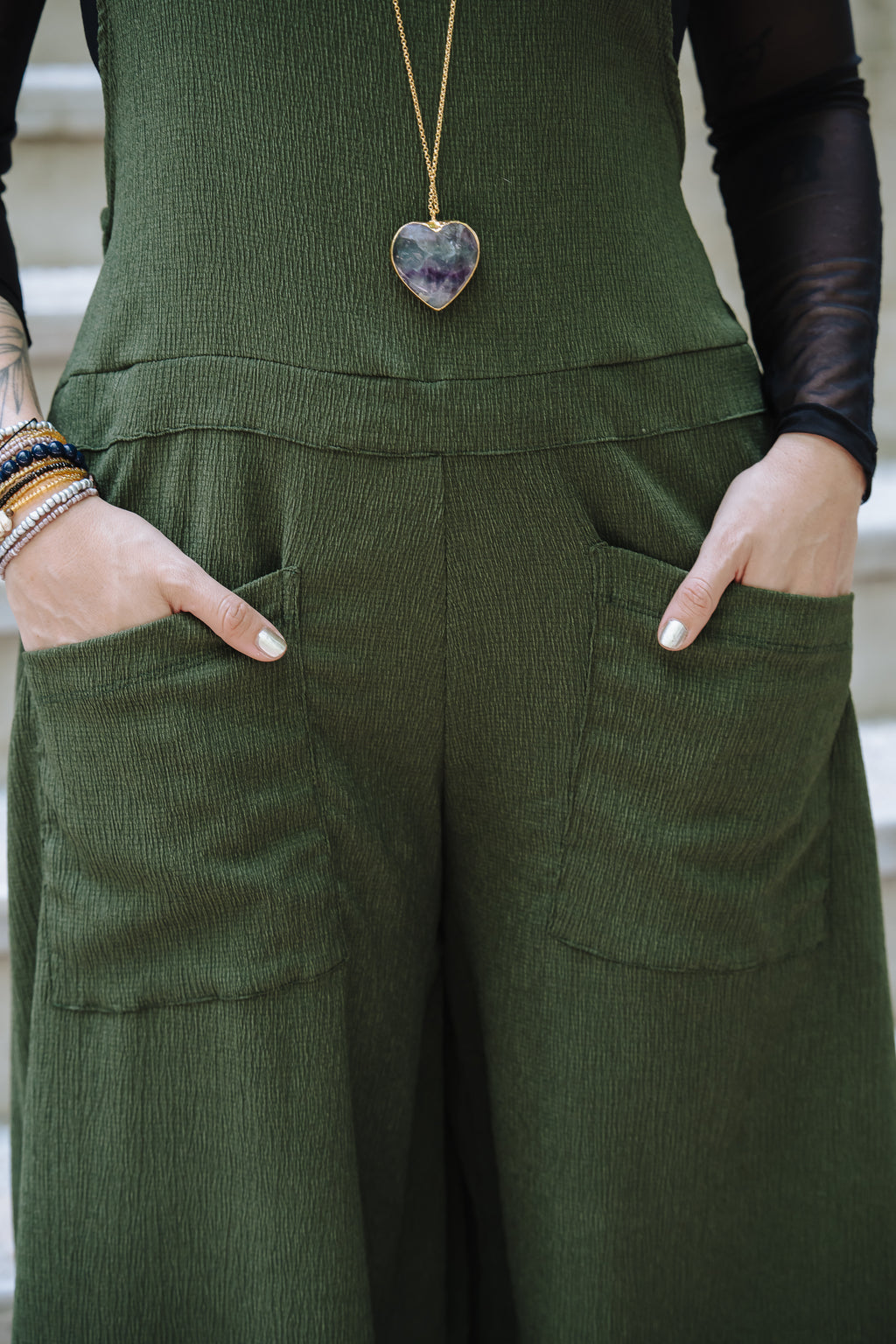 Overall Roma largo con bolsillos - Verde Militar