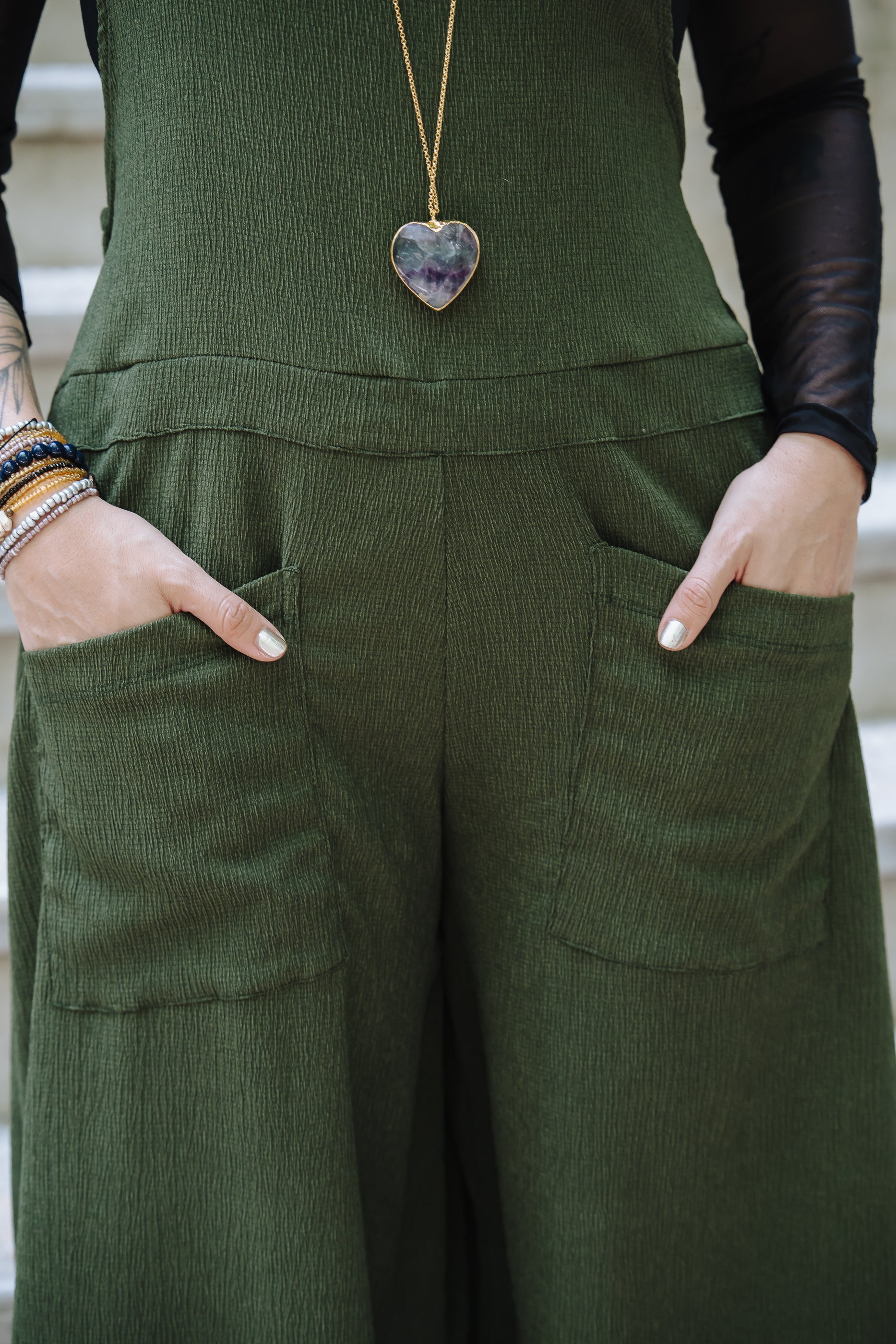 Overall Roma largo con bolsillos - Verde Militar