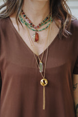 Vestido Alma multipropósito cuello en V o redondo - Café Oscuro