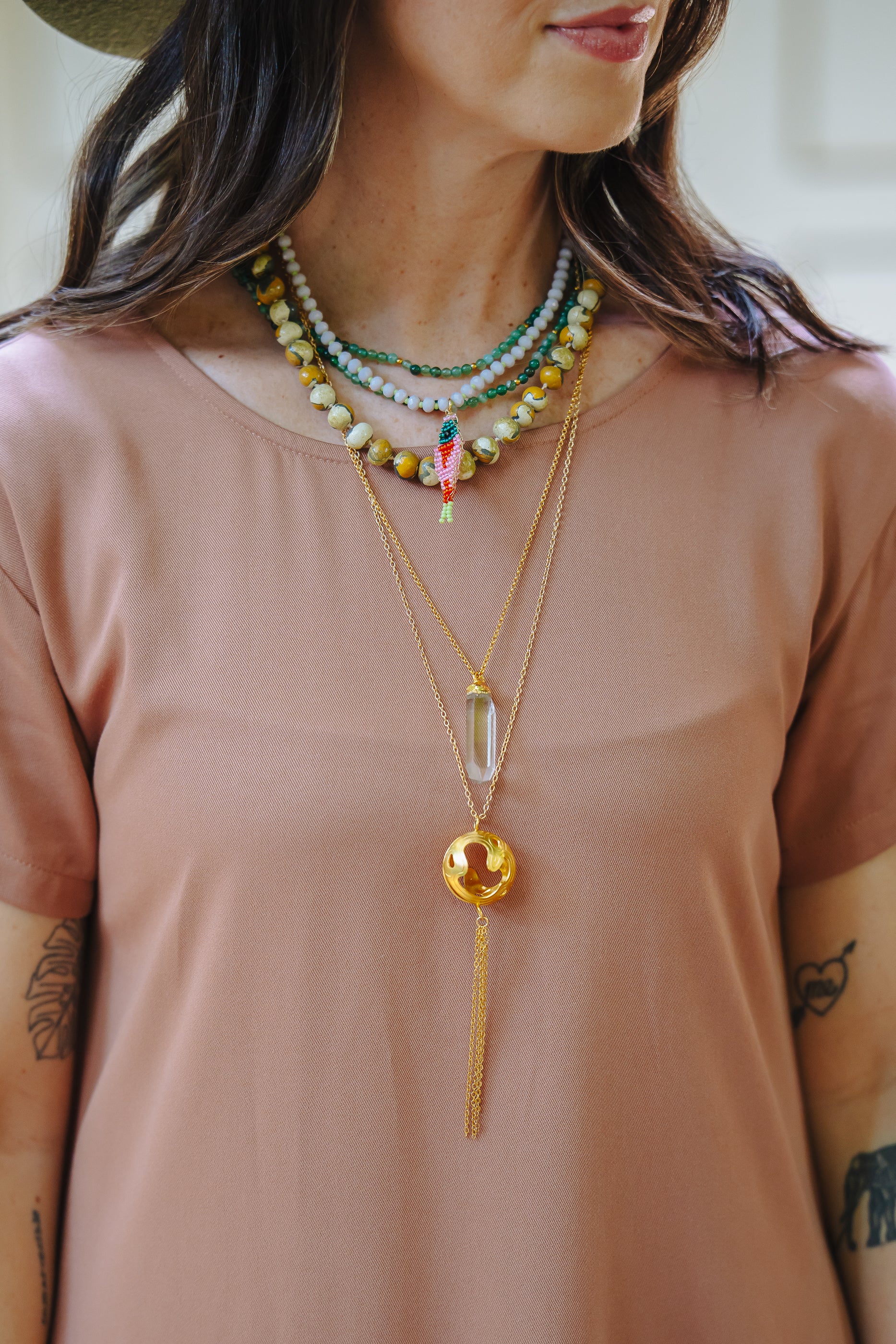 Vestido Alma multipropósito cuello en V o redondo - Avellana