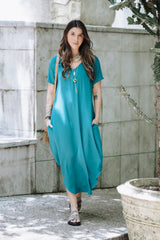 Vestido Alma multipropósito cuello en V o redondo - Azul Turquesa