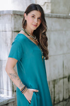 Vestido Alma multipropósito cuello en V o redondo - Azul Turquesa