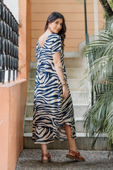Vestido Alma multi cuello en V o redondo - Zebra Azul