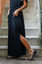 Vestido Étnica Largo con mangas y aberturas frontales - Negro