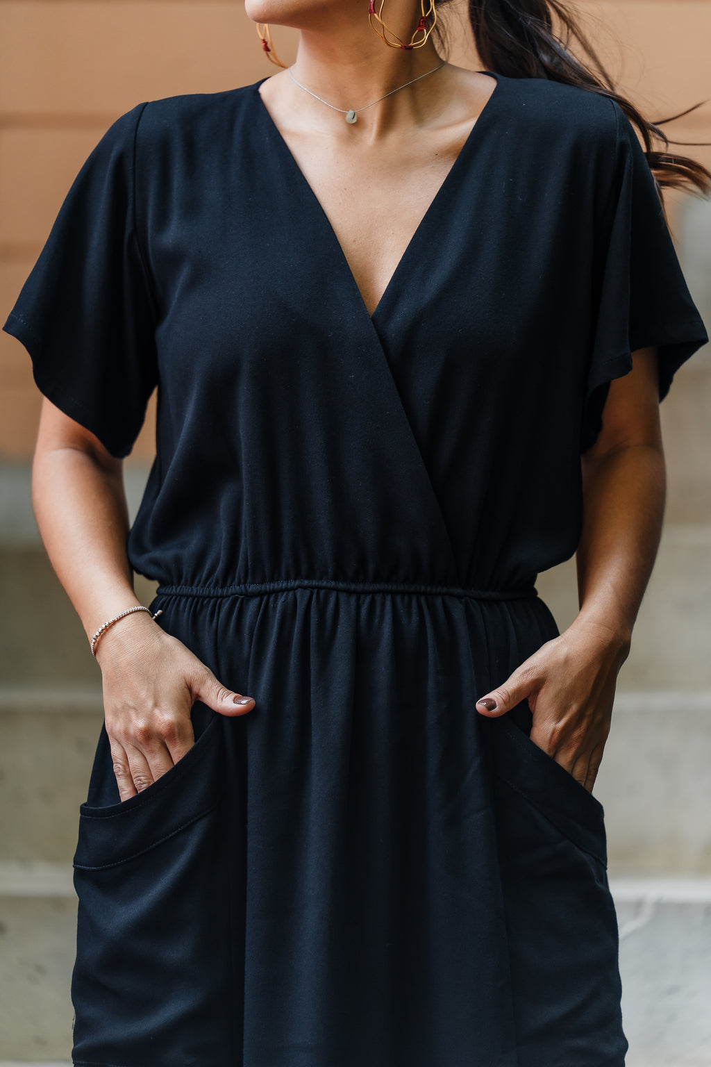Vestido Étnica Largo con mangas y aberturas frontales - Negro