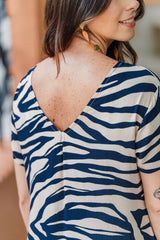 Vestido Alma multi cuello en V o redondo - Zebra Azul