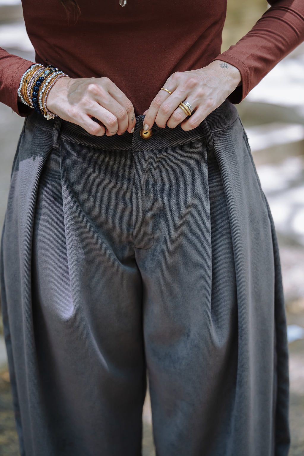 Pantalón Baggy Corduroy - Gris Plutón