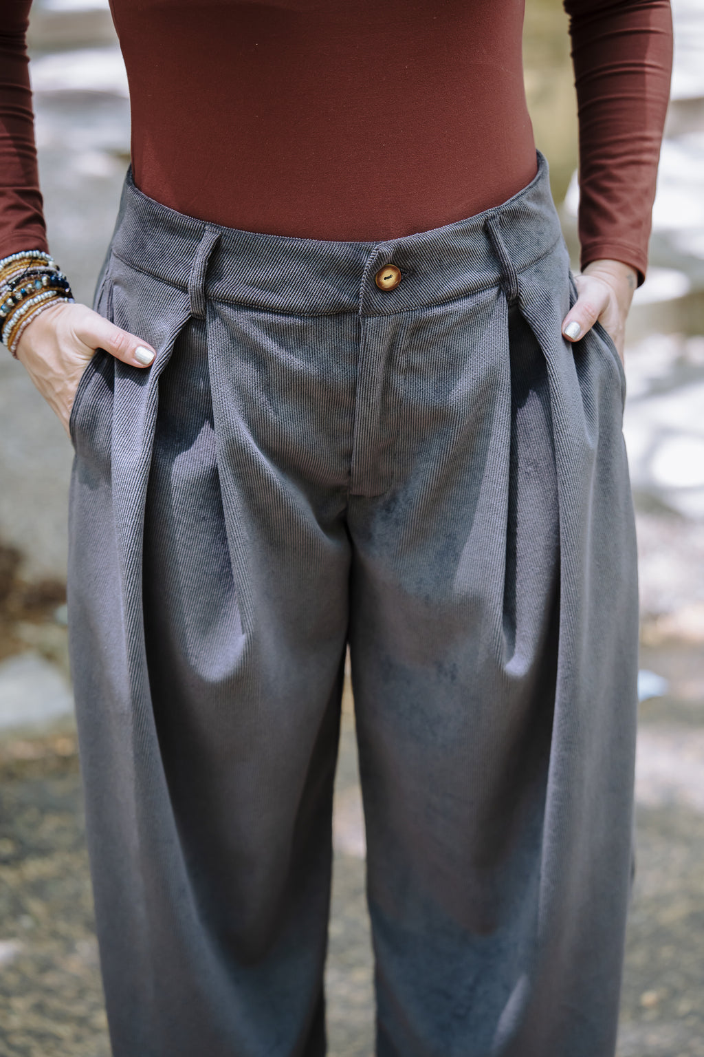 Pantalón Baggy Corduroy - Gris Plutón