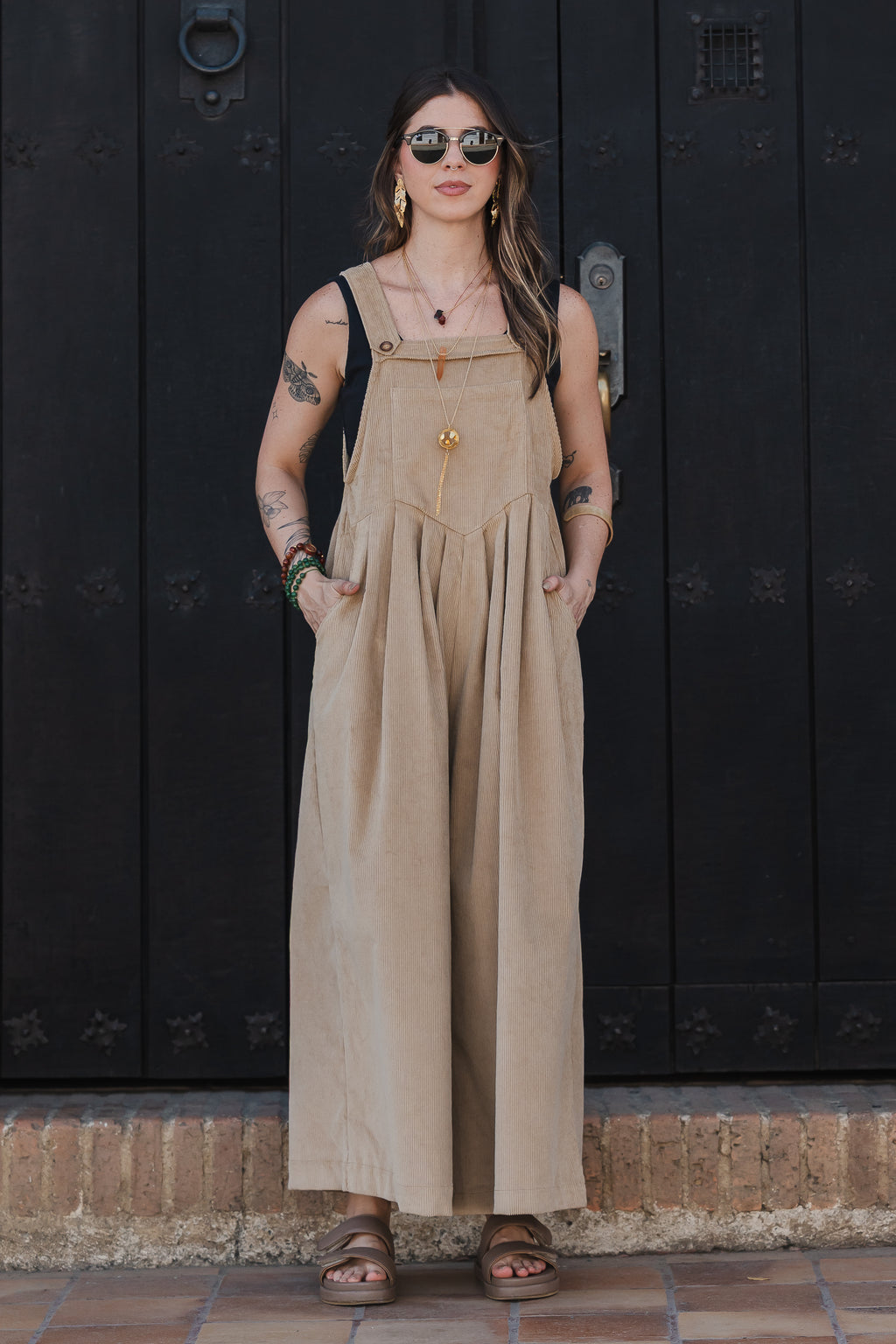 Overall Étnica corduroy sin mangas - Mantequilla
