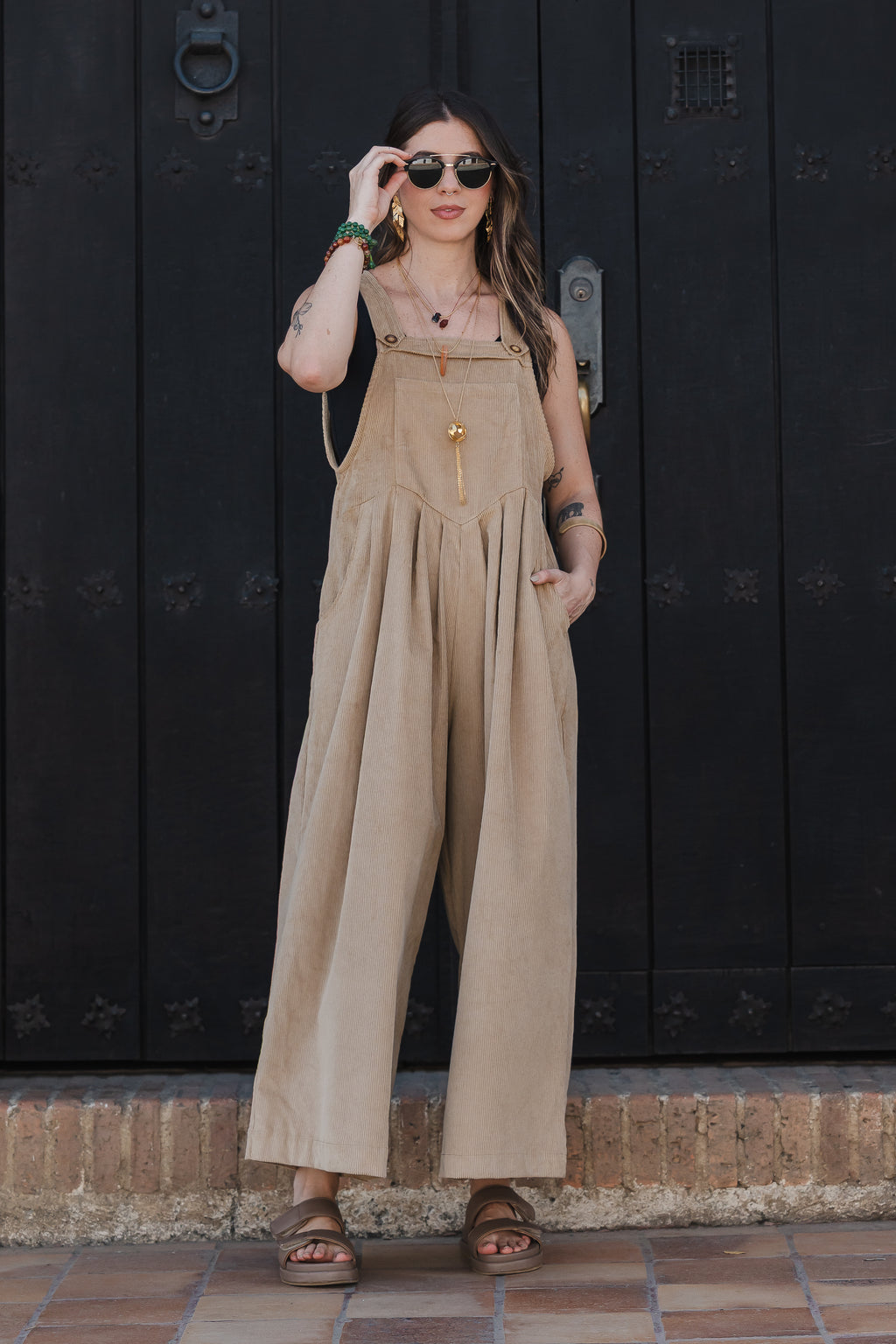 Overall Étnica corduroy sin mangas - Mantequilla