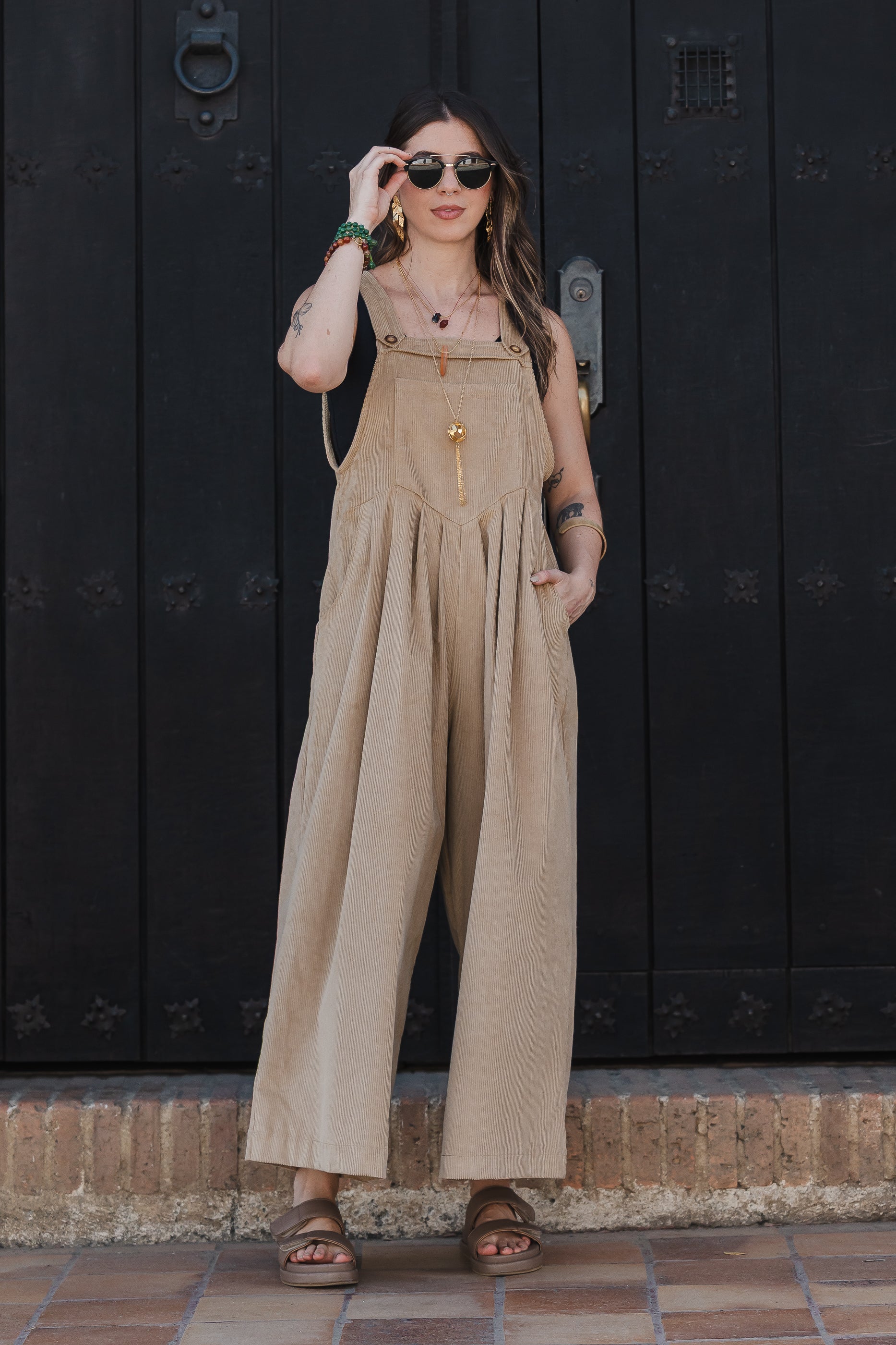 Overall Étnica corduroy sin mangas - Mantequilla