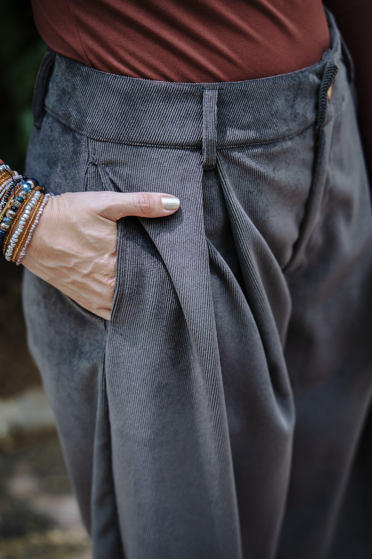 Pantalón Baggy Corduroy - Gris Plutón