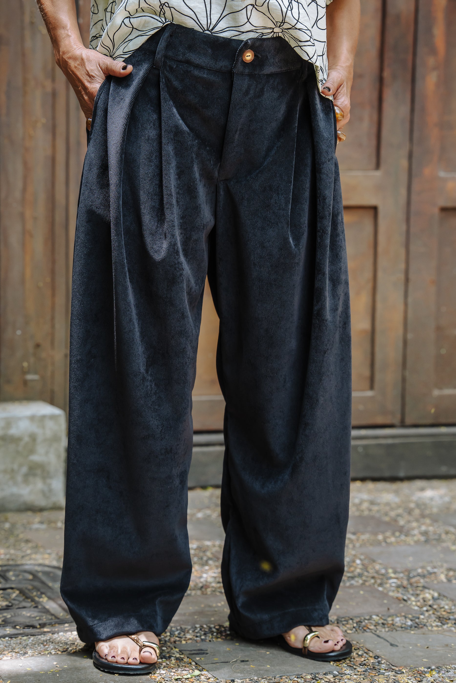 Pantalón Baggy Corduroy - Negro