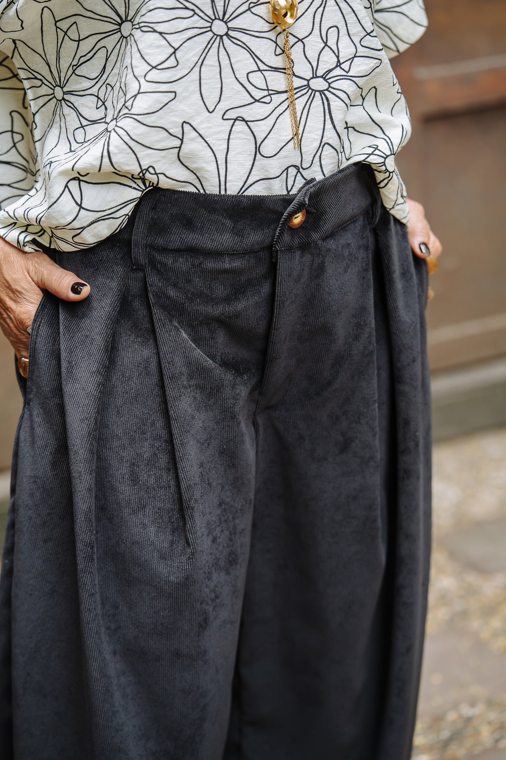 Pantalón Baggy Corduroy - Negro