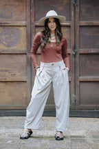 Pantalón Baggy Corduroy - Almendra