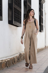 Overall Étnica corduroy sin mangas - Mantequilla