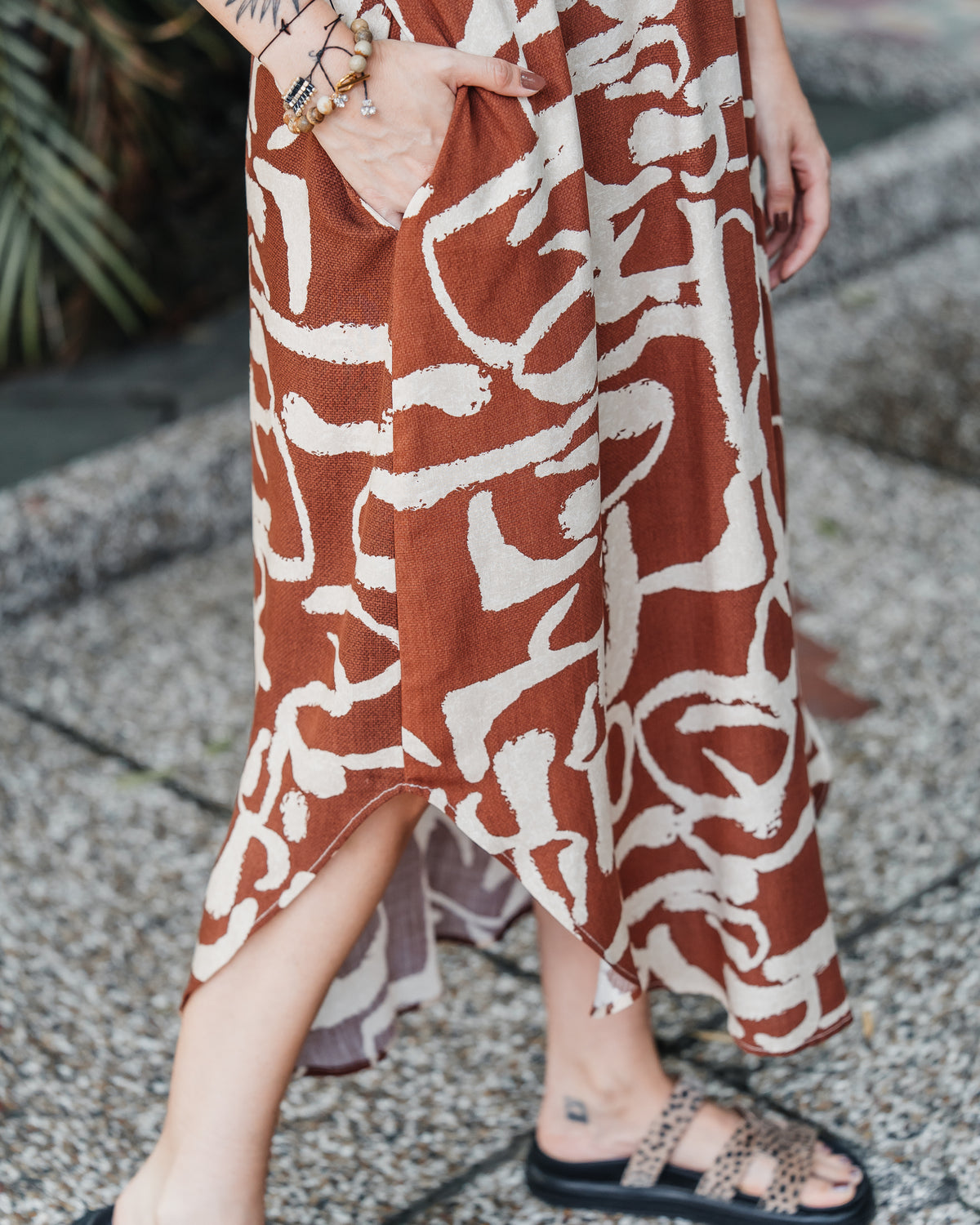 Vestido Alma multi cuello en V o redondo - Zebra Terracota