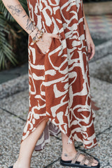 Vestido Alma multi cuello en V o redondo - Zebra Terracota