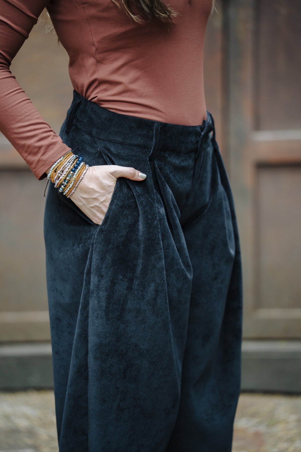 Pantalón Baggy Corduroy - Negro