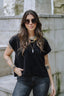 Blusa Cuello Bandeja - Corduroy Negra