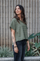 Blusa Amalia con mangas cuello redondo - Verde Brisado