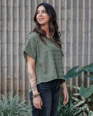 Blusa Amalia con mangas cuello redondo - Verde Brisado