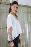 Blusa Zhara con mangas cuello en V- Blanco Perla