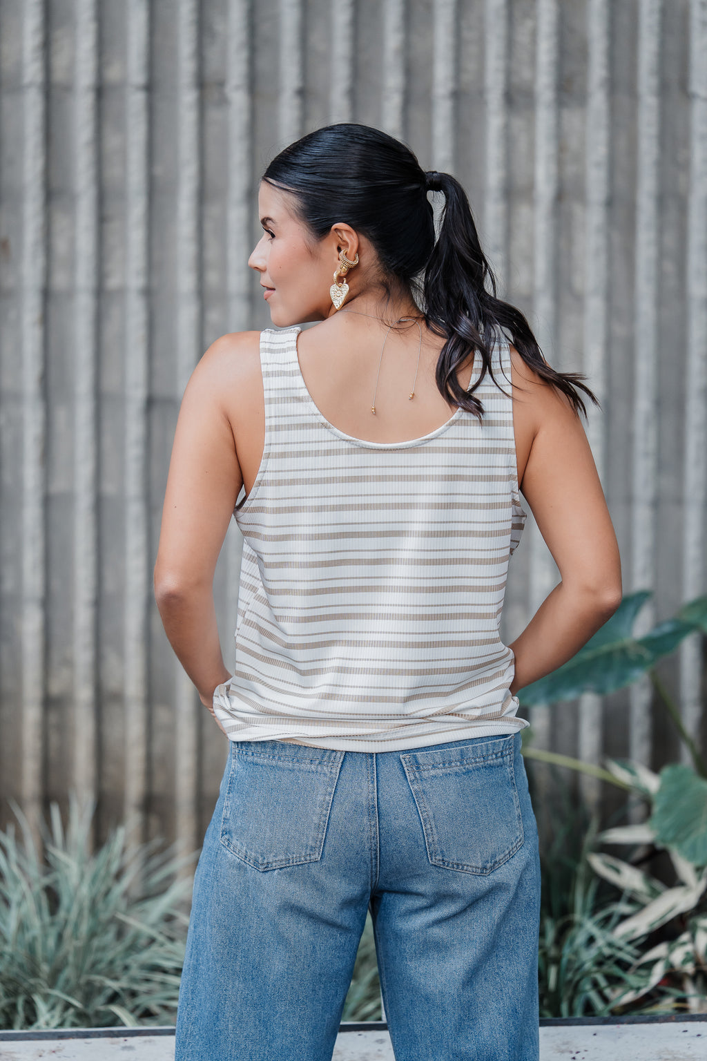 Blusa Chaleco Perla Ribs - Rayas Moca