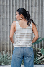 Blusa Chaleco Perla Ribs - Rayas Moca