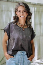 Blusa Cuello Bandeja - Corduroy Gris Plutón