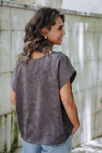 Blusa Cuello Bandeja - Corduroy Gris Plutón
