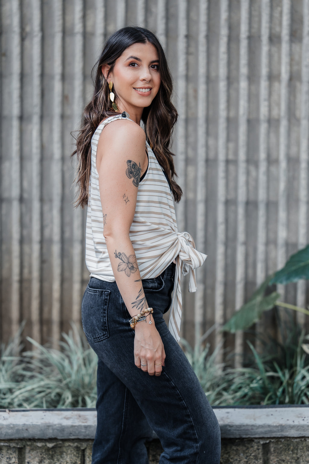 Blusa Chaleco Perla Ribs - Rayas Moca