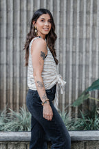 Blusa Chaleco Perla Ribs - Rayas Moca