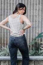 Blusa Chaleco Perla Ribs - Rayas Moca