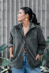 Chaqueta clara corduroy Oversize - Verde Eucalipto