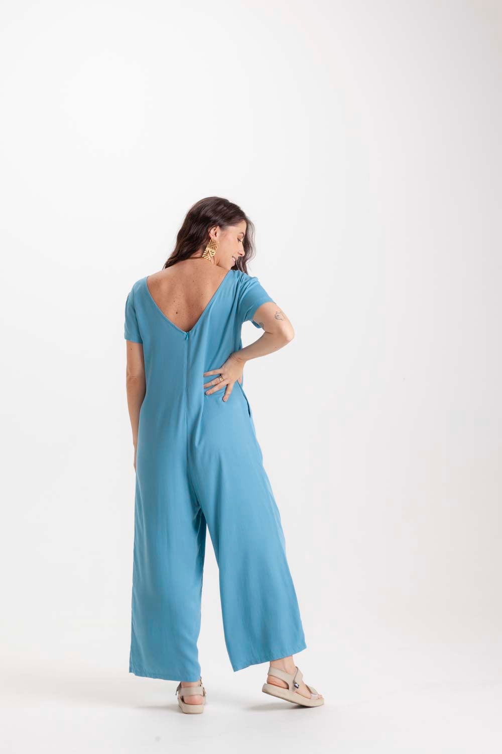 Enterizo Alma con mangas - Azul Cristal