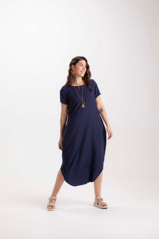 Vestido Alma cuello V o Redondo  - Azul Oscuro