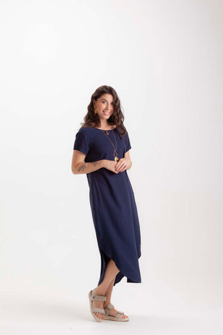 Vestido Alma cuello V o Redondo  - Azul Oscuro