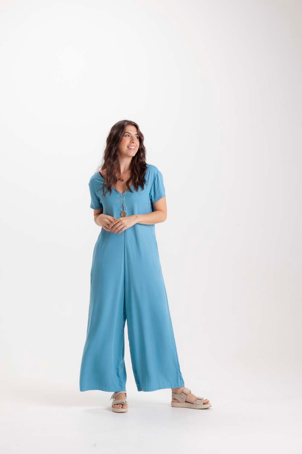Enterizo Alma con mangas - Azul Cristal