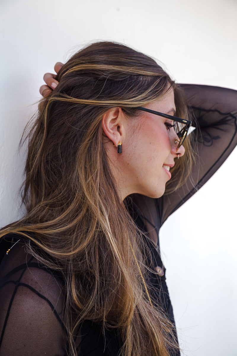 Aretes de Turmalina Negra en Bruto