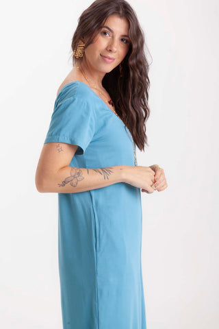 Enterizo Alma con mangas - Azul Cristal